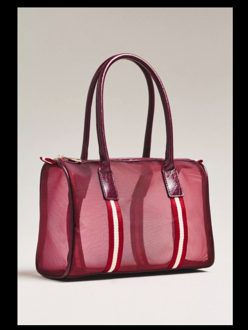 Anthropologie Daily Practice Mesh Stripe Tote Bag RED (Q5-20E) - Picture 2 of 4